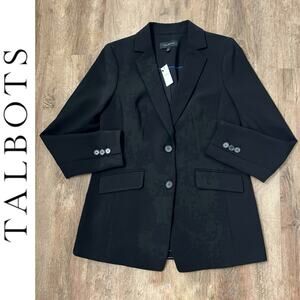 NWT Talbots Women's Black Easy Travel Double Breasted Blazer Jacket‎ Size 2